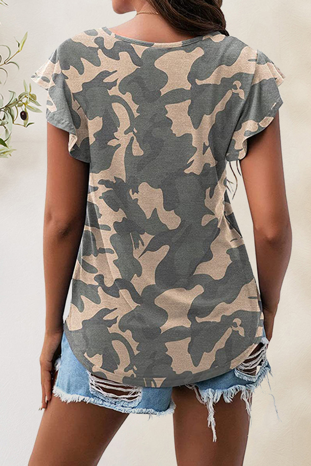 Printed Round Neck Short Sleeve Leopard T-Shirt