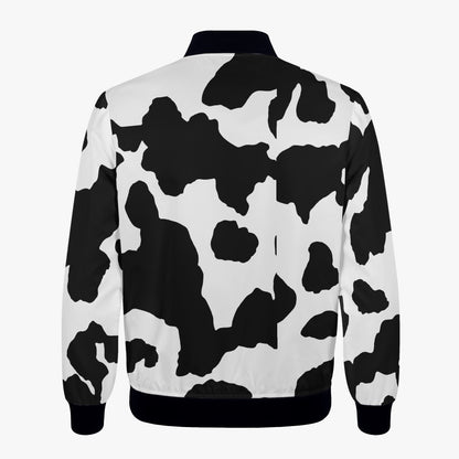 Women's Camo Bomber Jacket | Black and White Cow Print