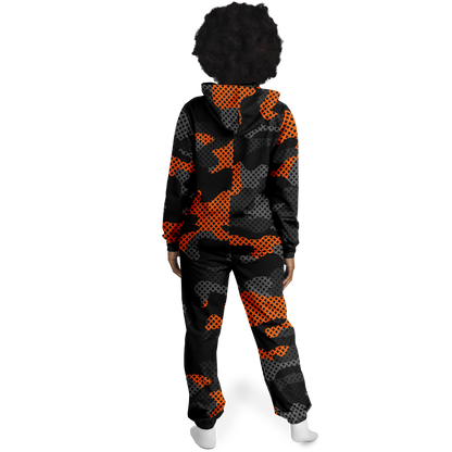 Camo Onesie | Orange and Black Pixel Camouflage