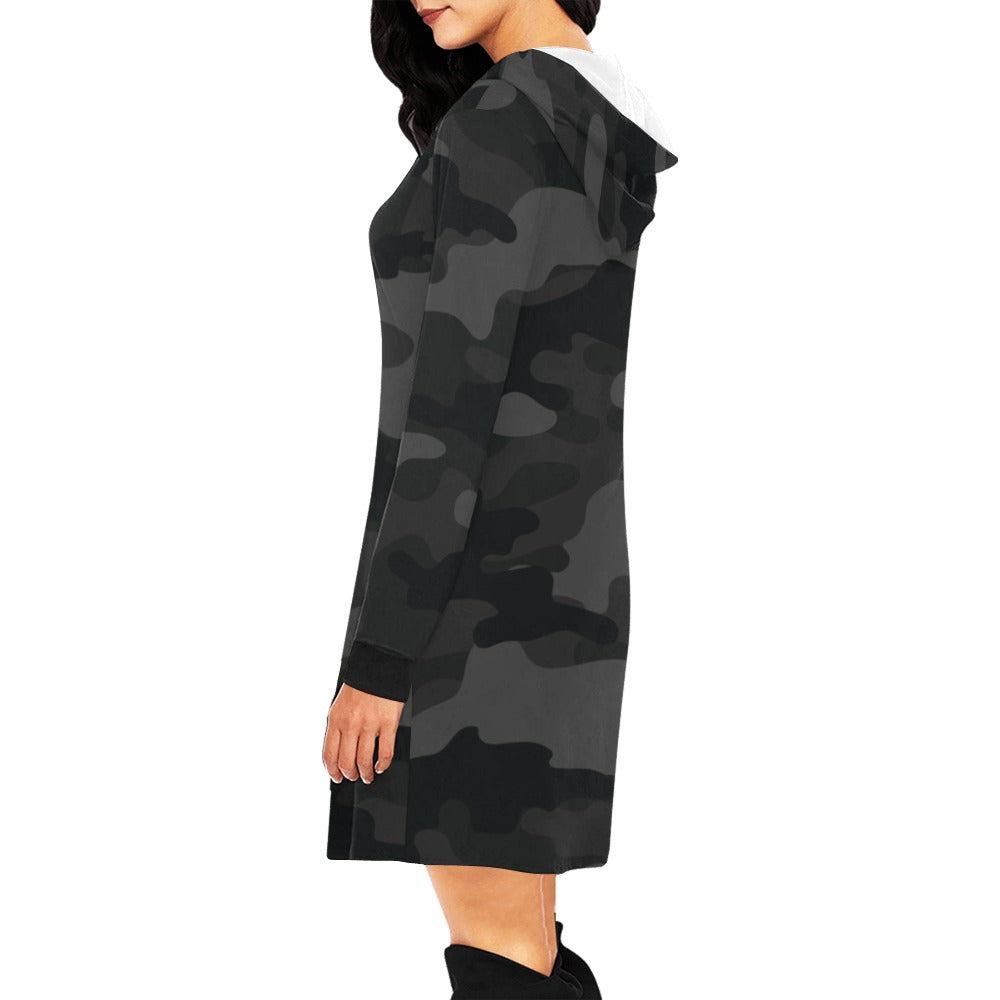 Camo Hoodie Dress | Black Camouflage