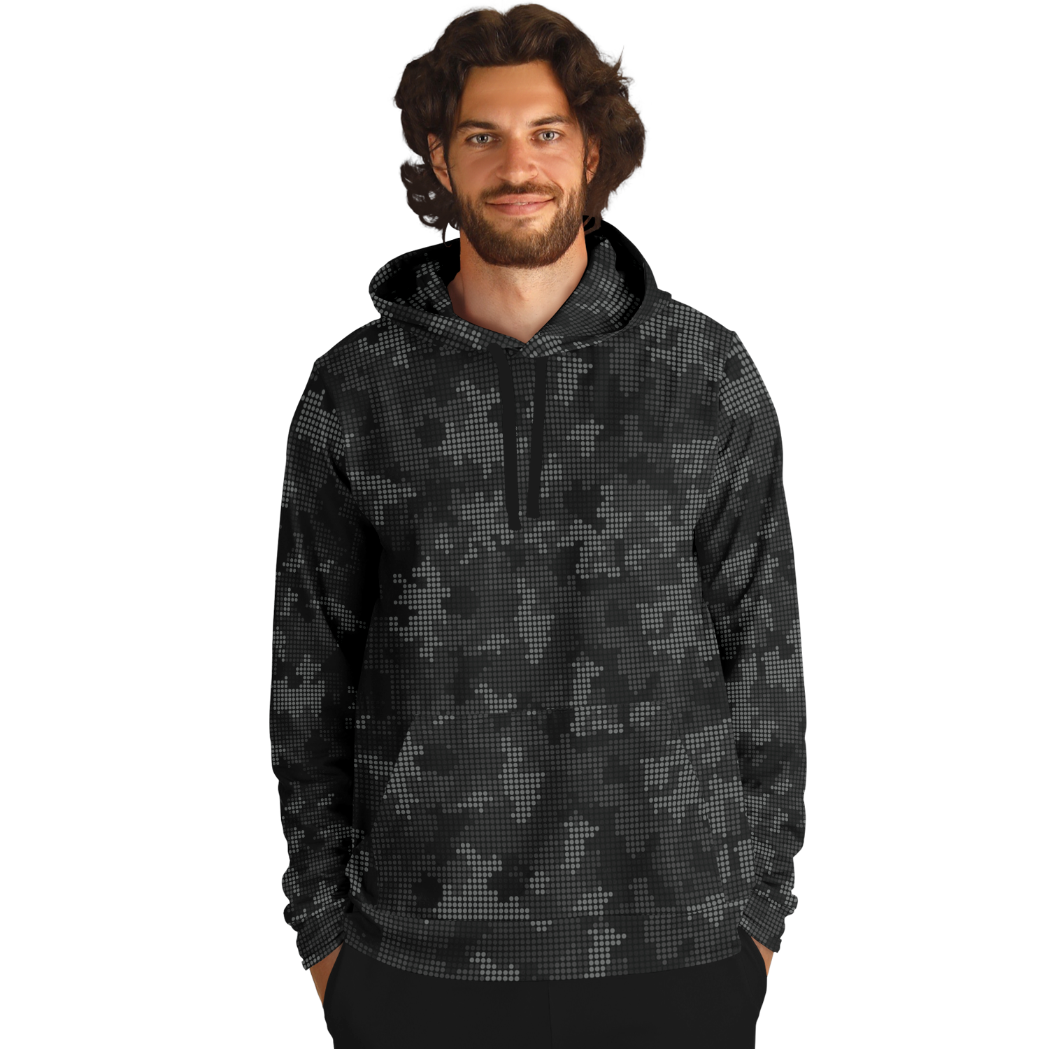 Black Camo Hoodie | Stylish Pixel Camouflage