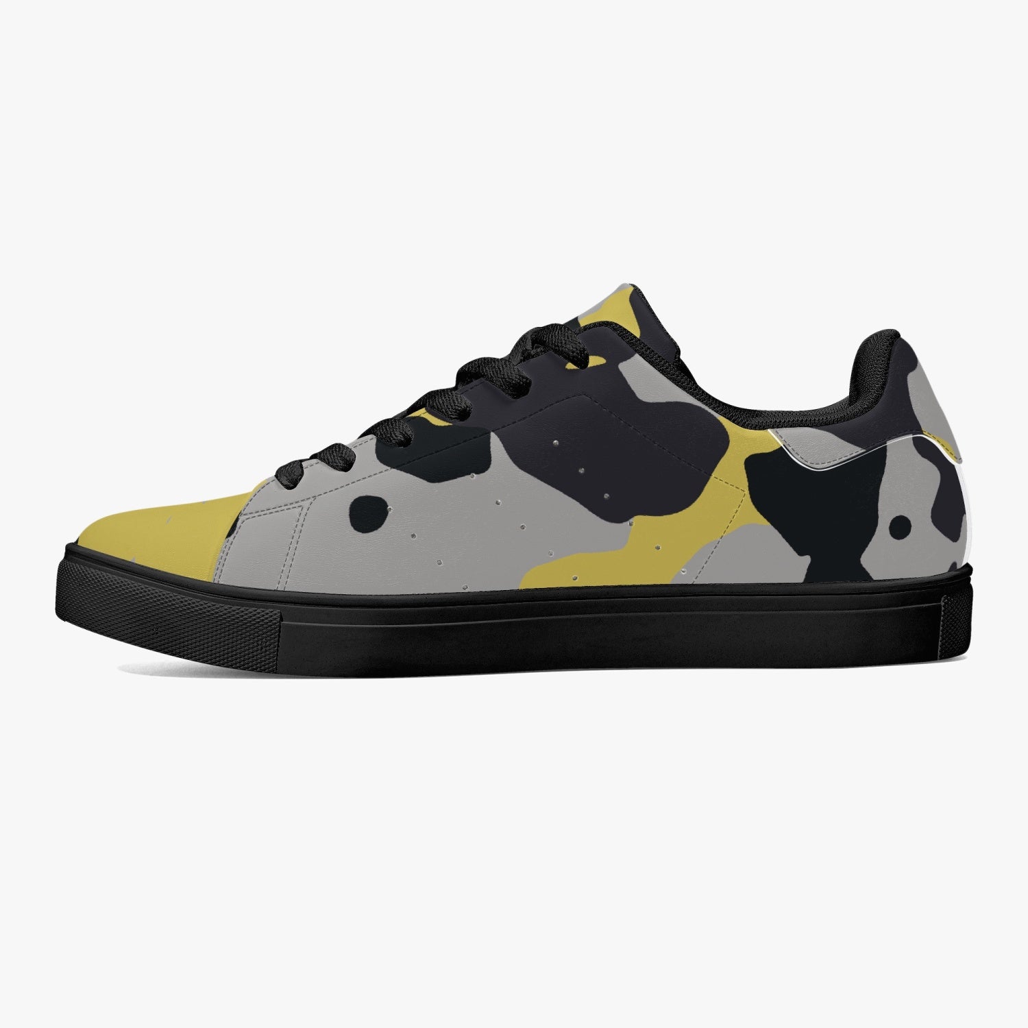 Camo Sneakers | Classic Low-Top Leather | Yellow, Black, & Silver