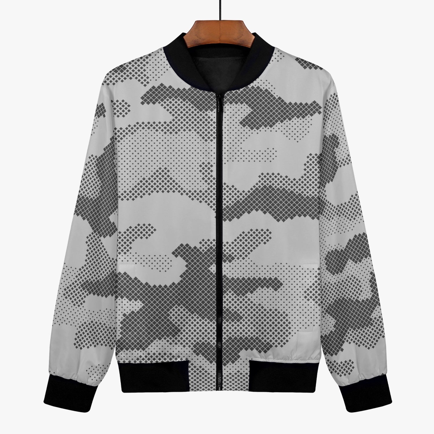 Women's Camo Bomber Jacket | Digital Gray Camouflage