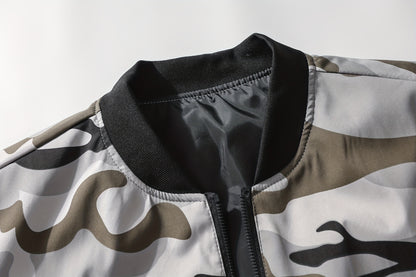 Camo Print Bomber Jacket for Men, Regular Fit, Zipper Closure