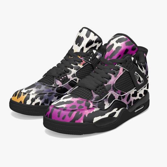 Leopard Jordans AJ4 | Bauhaus Magenta and White