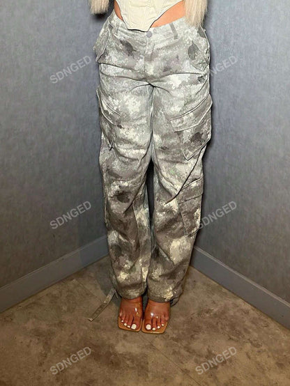 Women'S Camouflage Printed Multi-Pocket Cargo Pants