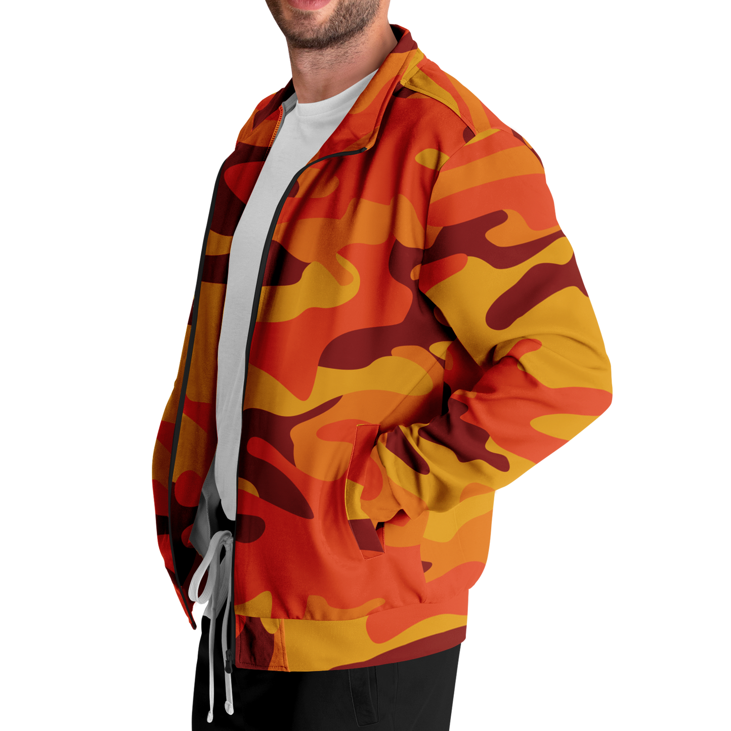 Camo Track Jacket | Orange & Red Camouflage