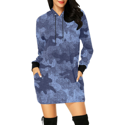 Camo Hoodie Dress | Denim Blue Camouflage