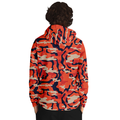 Camo Hoodie | Carmine Pink, Blue and Tan Camouflage