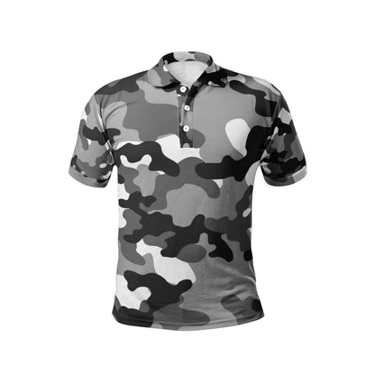 Camo Golf Shirt | Gray, Black, and White Camouflage