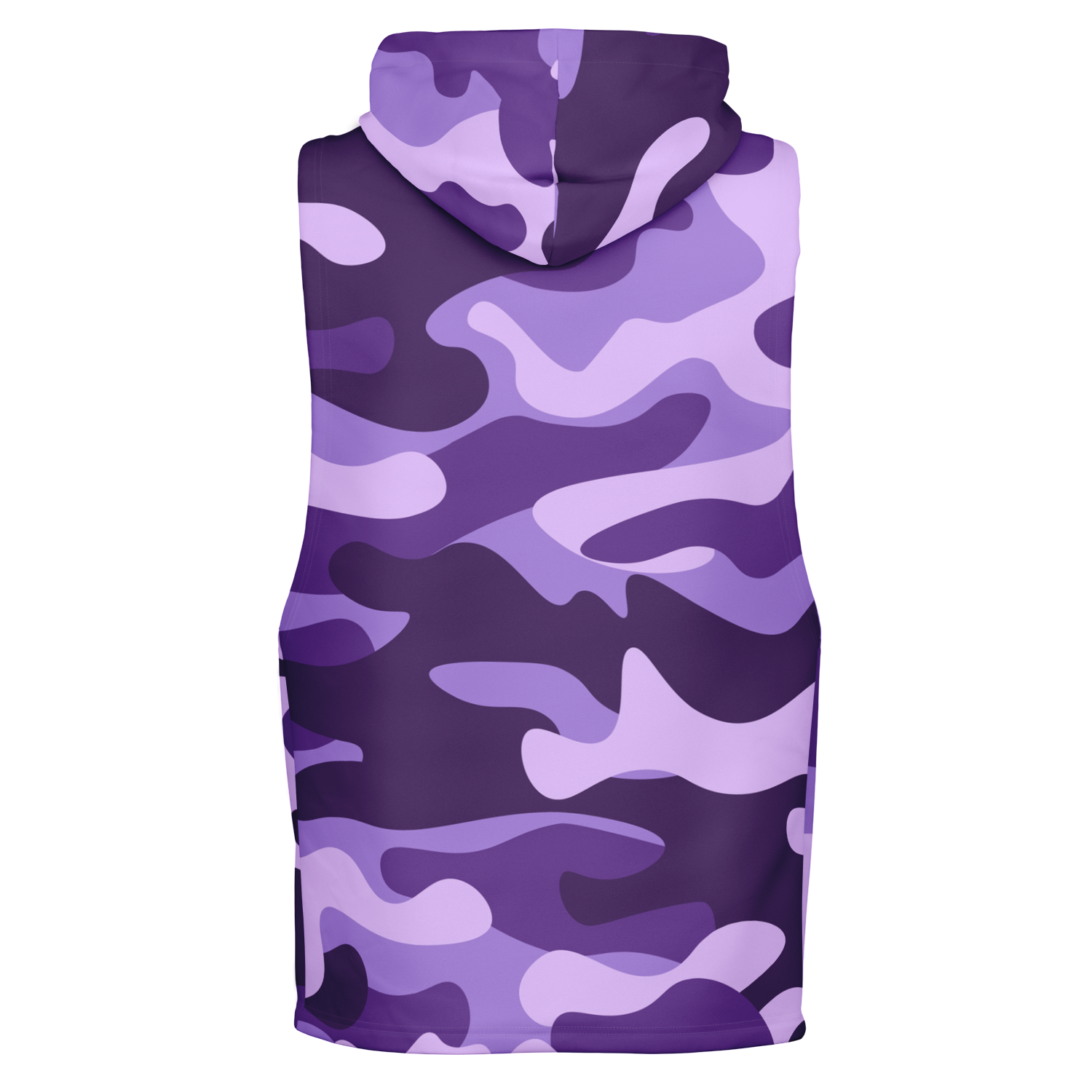 Sleeveless Hoodie | Purple, Blue & Mauve Camouflage