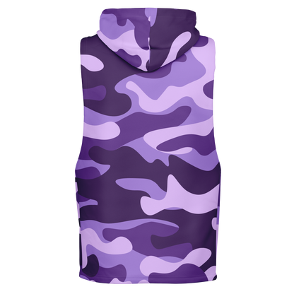 Sleeveless Hoodie | Purple, Blue & Mauve Camouflage