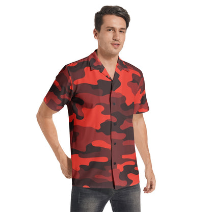 Cotton Camo Shirt For Men | Red & Black Short-Sleeve