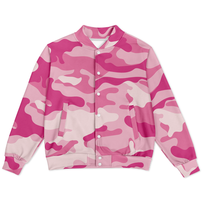 Pink Baseball Jacket | Lavender Camouflage Tones