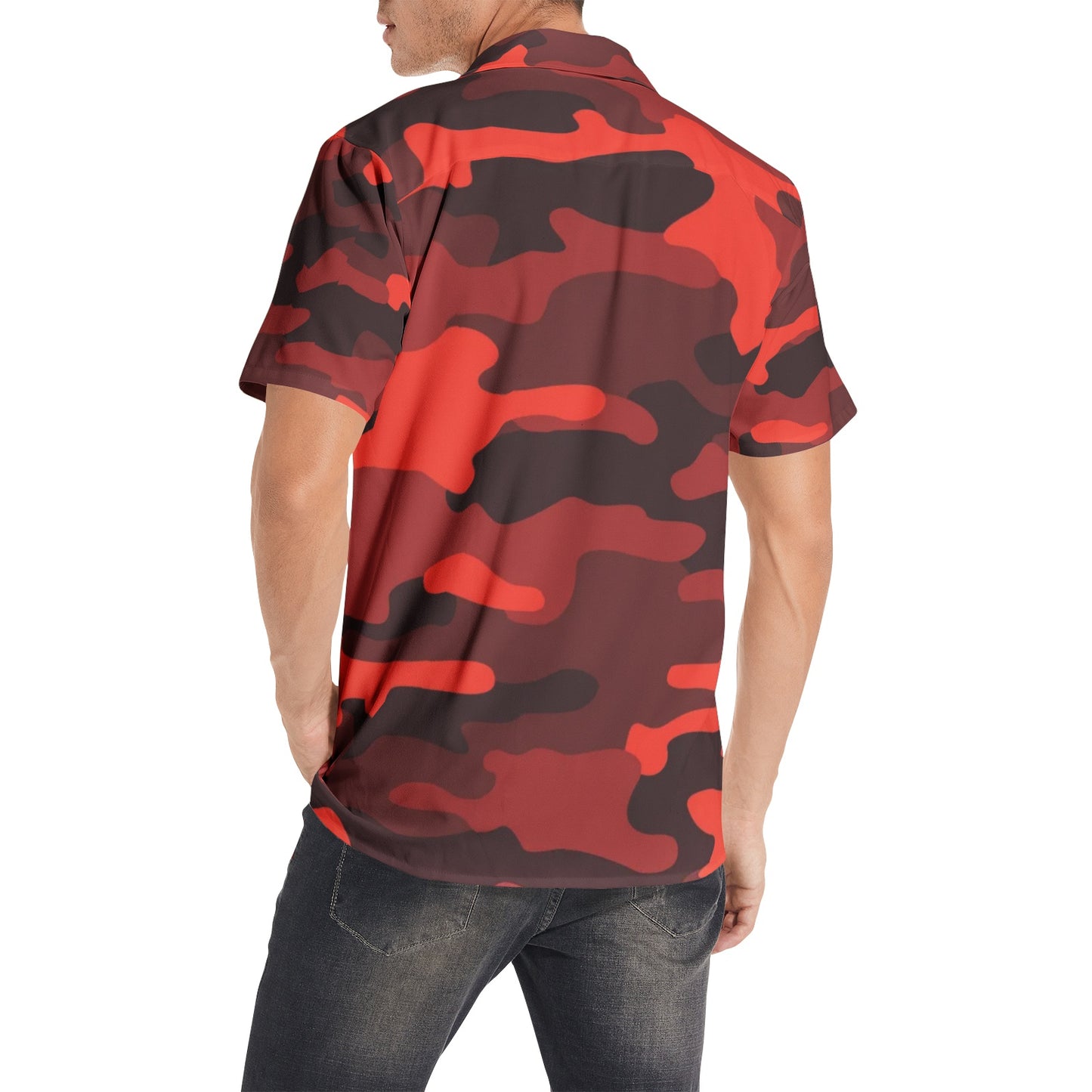 Cotton Camo Shirt For Men | Red & Black Short-Sleeve