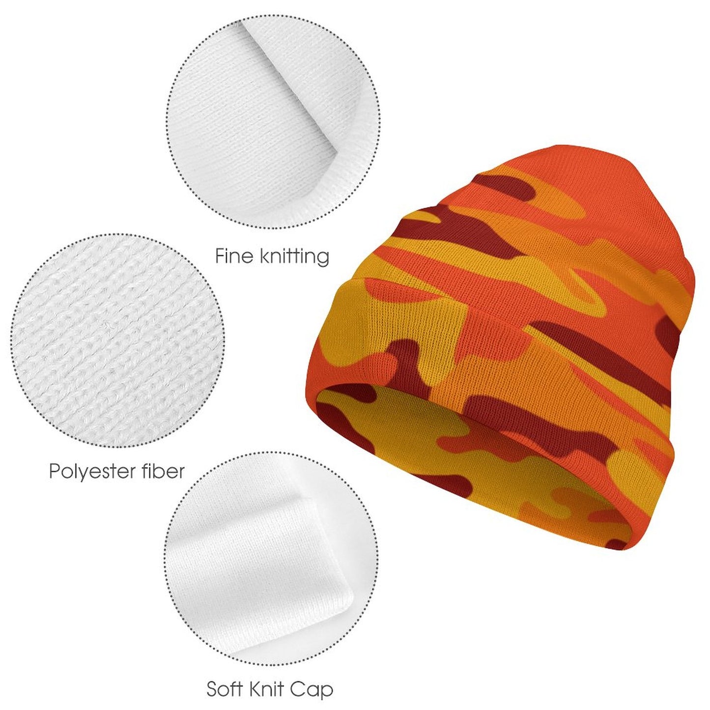 Camo Beanie | Orange & Red Camouflage