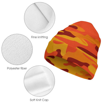 Camo Beanie | Orange & Red Camouflage