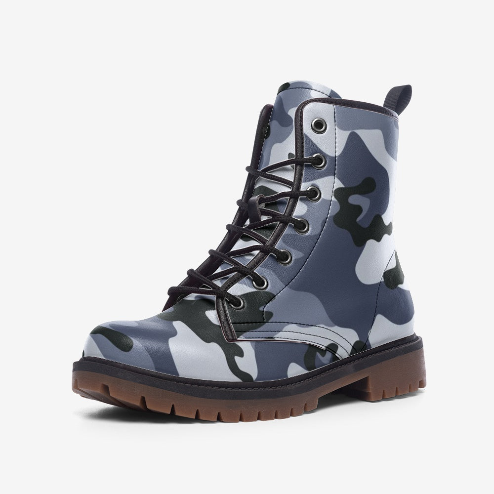 Camo Boots | Leather Camouflage in Light Blue