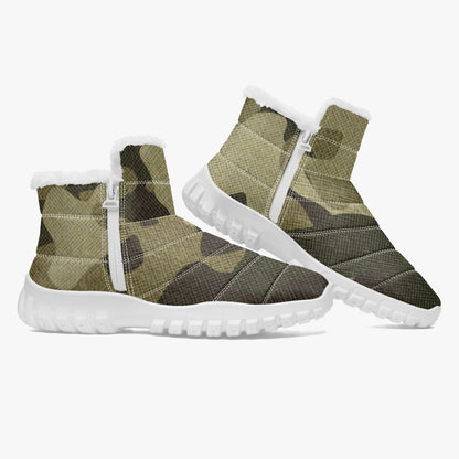 Camo Boots | Cotton-pad Fur Zipper Up | Green Fabric