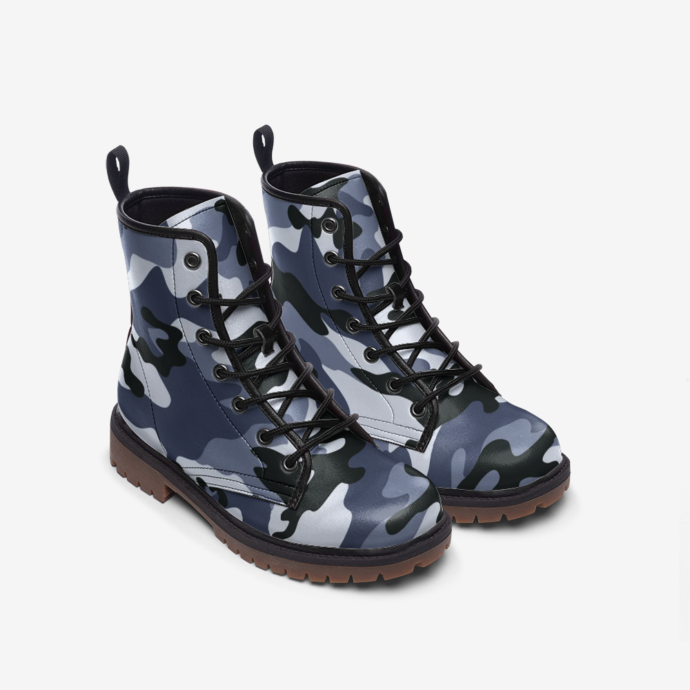 Camo Boots | Leather Camouflage in Light Blue