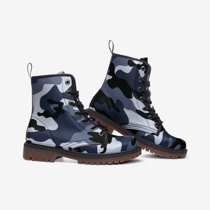 Camo Boots | Leather Camouflage in Light Blue