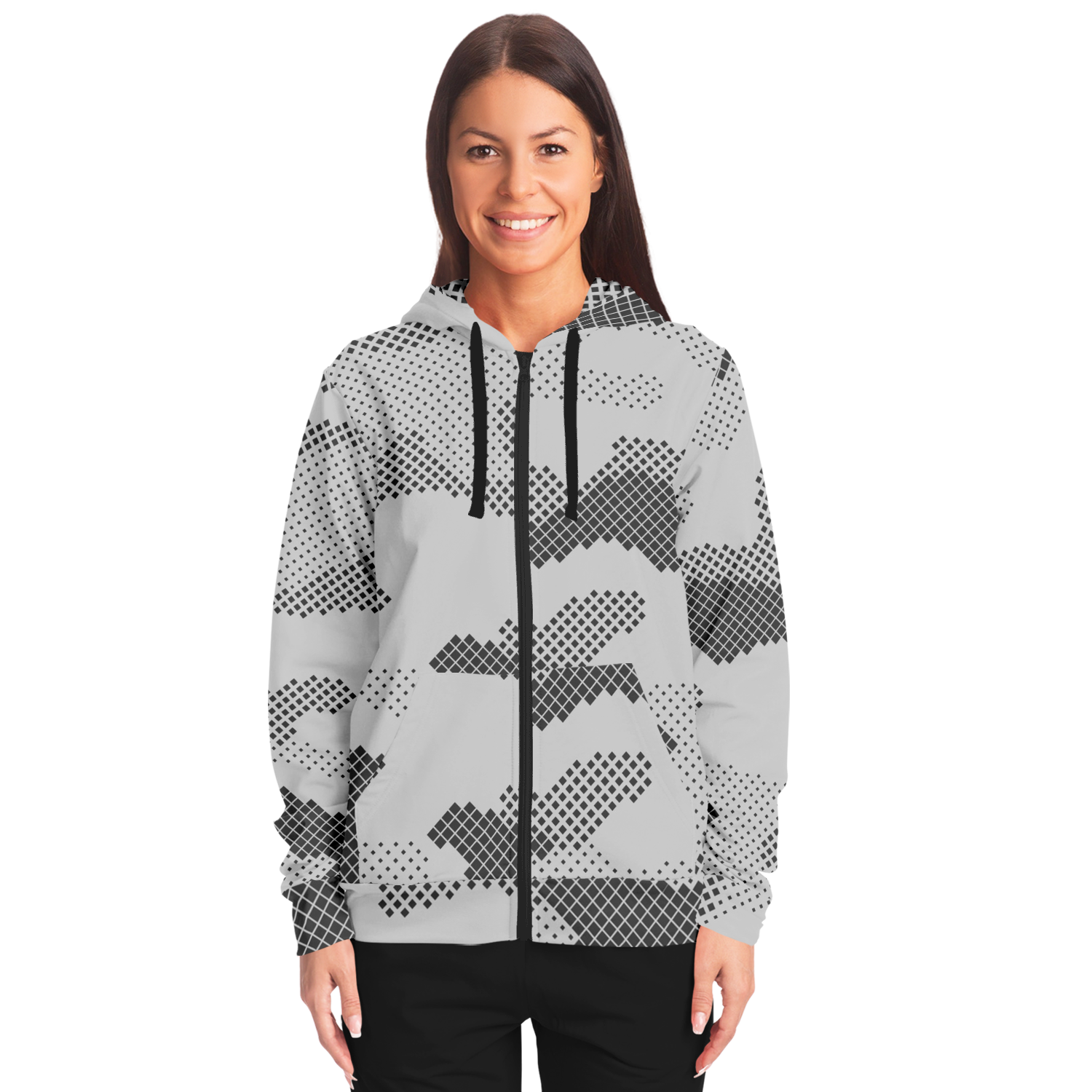 Zip-Up Hoodie | Digital Gray Camouflage