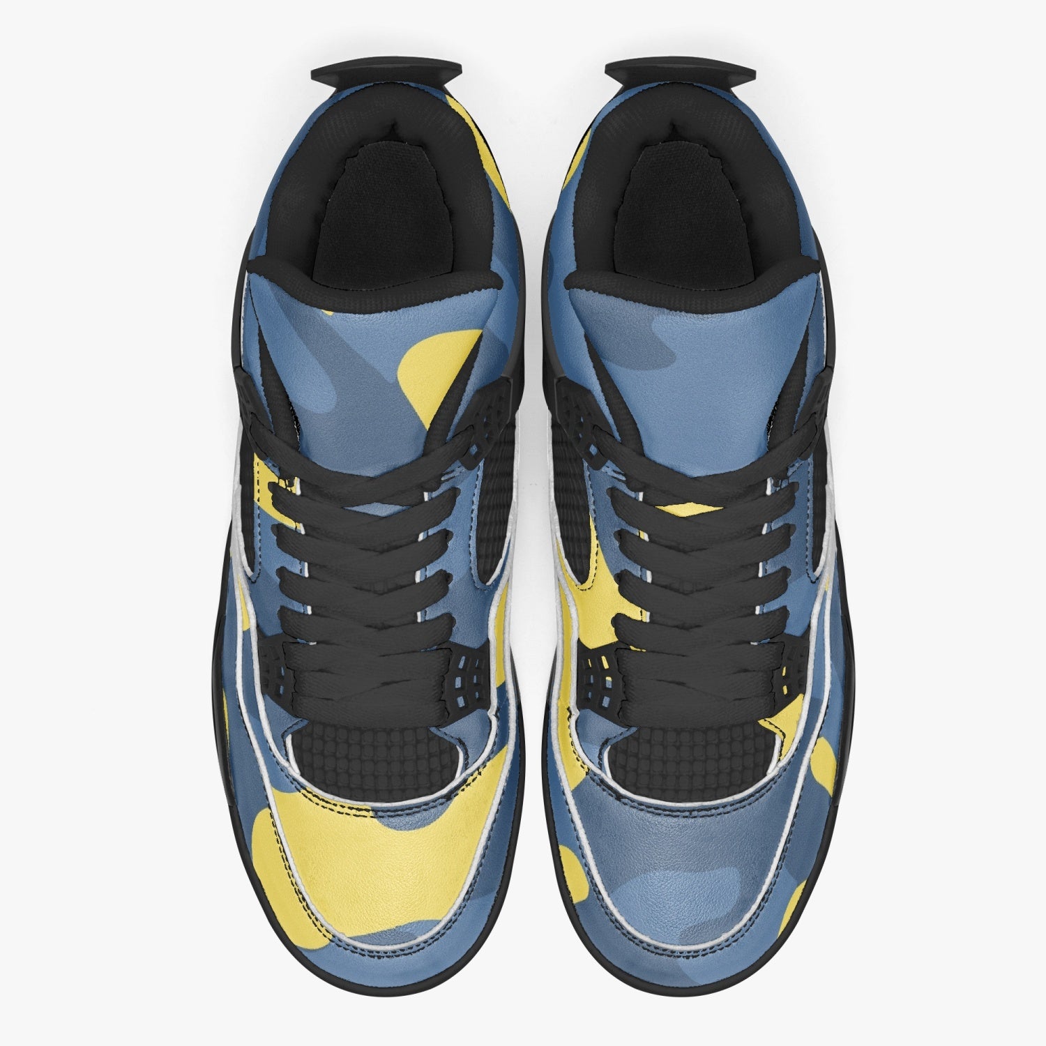 Camo Jordans AJ4 | Blue & Yellow Military Camouflage