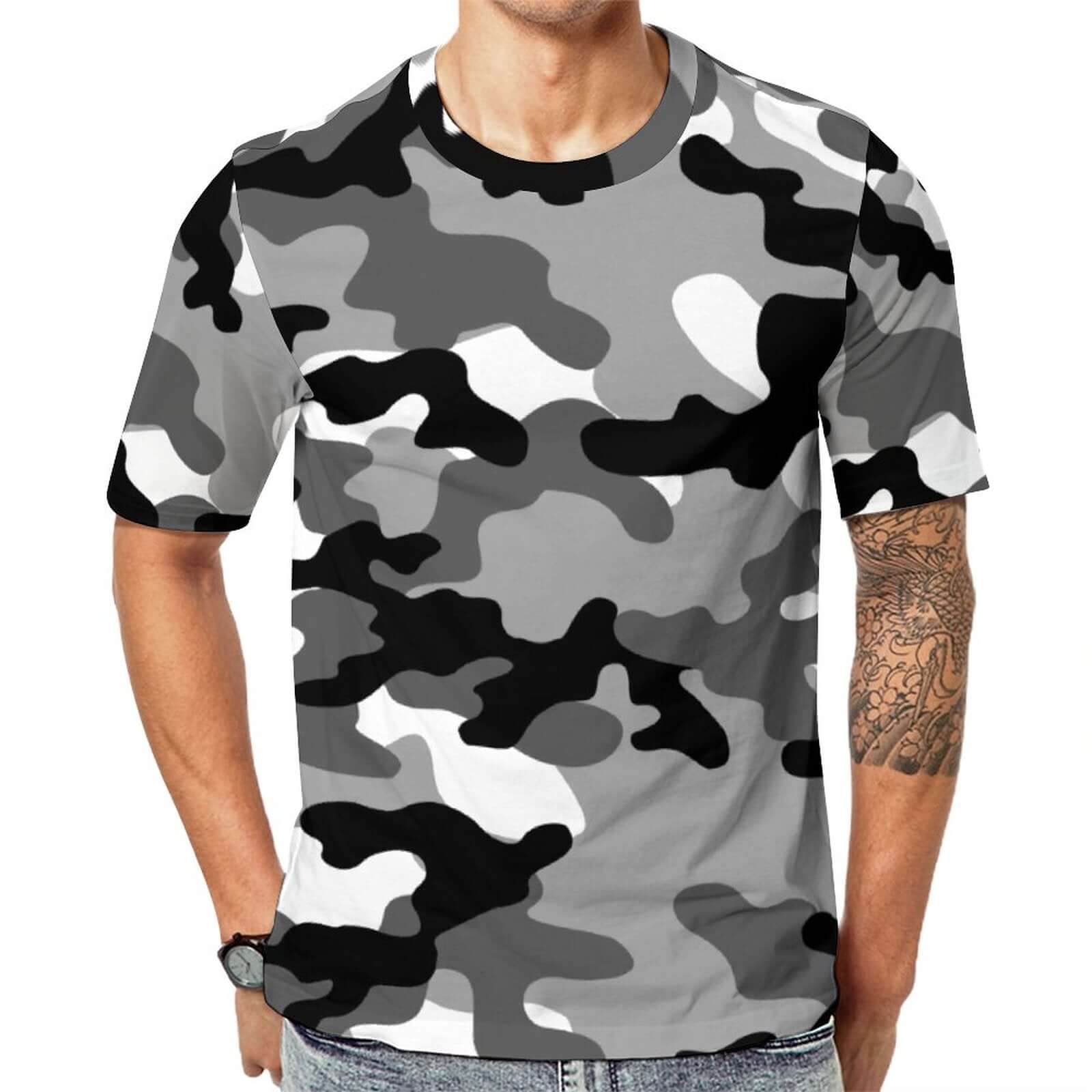 Camo Shirt | Black, White & Gray Camouflage T