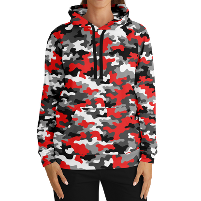 Red Camo Hoodie | Gray, Black, and White Mixed Camouflage