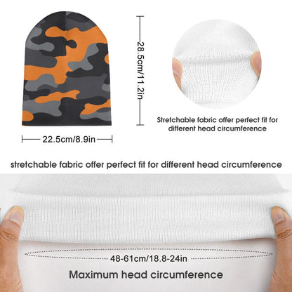 Camo Beanie | Orange, Gray & Black Camouflage