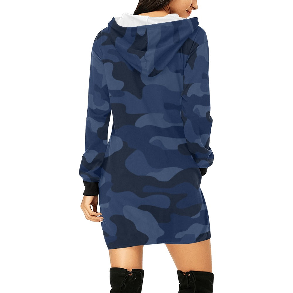 Camo Hoodie Dress | Deep Blue Camouflage