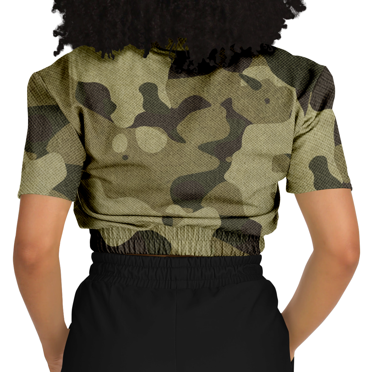 Camo Crop Top Sweatshirt | Green Fabric Camouflage