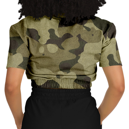 Camo Crop Top Sweatshirt | Green Fabric Camouflage