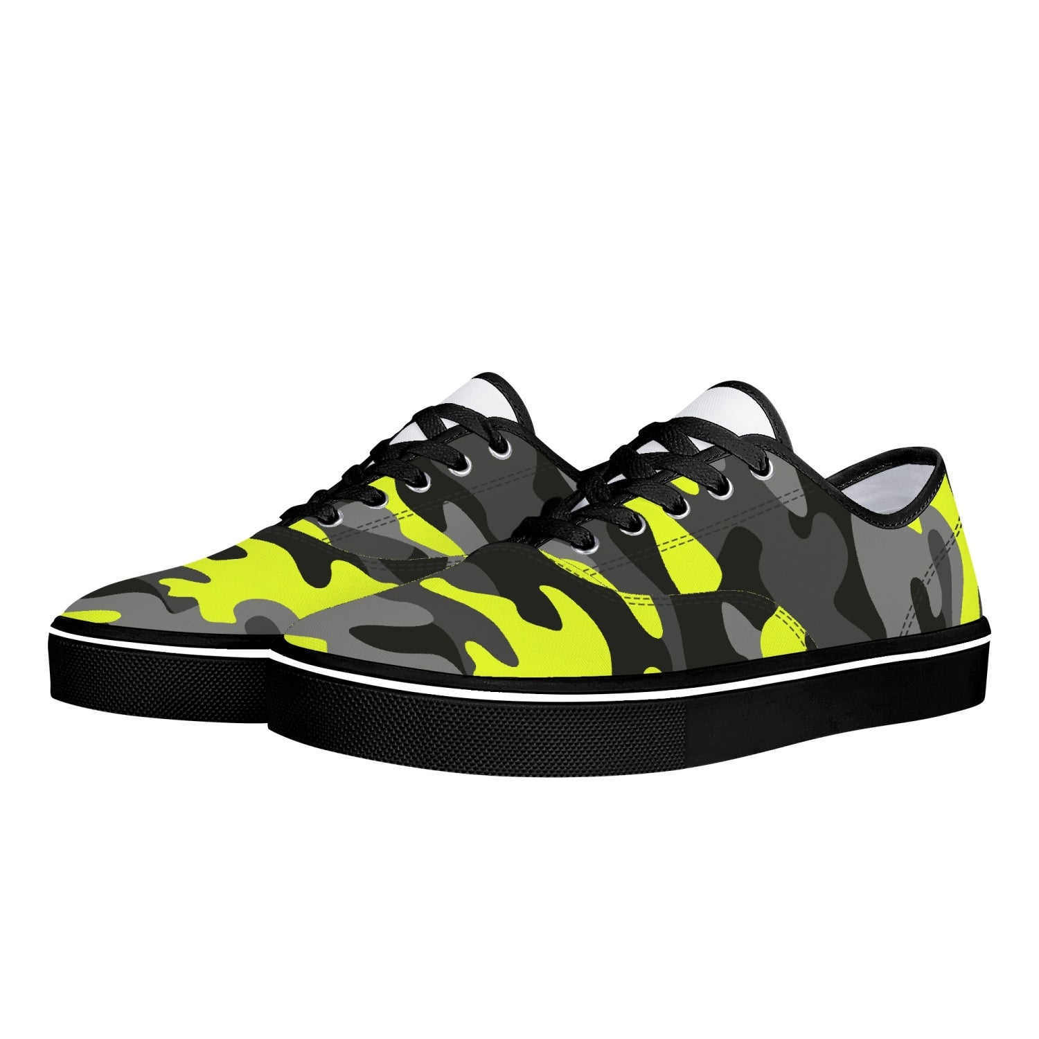 Camo Skate Shoes | Yellow, Black, and Gray Camouflage