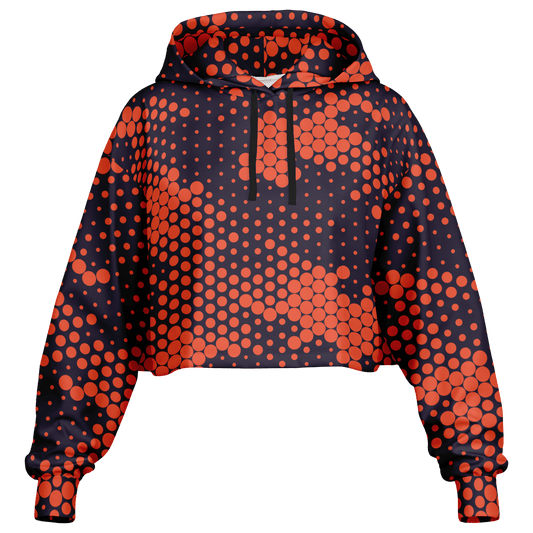 Cropped Hoodie | Orange & Blue Digital Dotted Camouflage