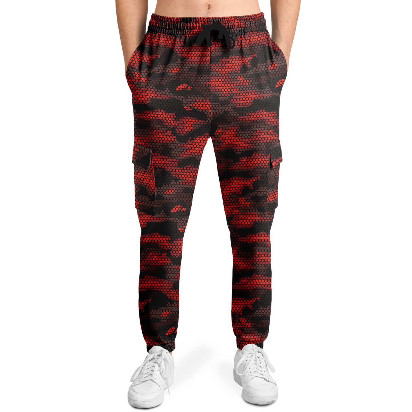 Red Camo Cargo Pants | Geometric Hive | Unisex