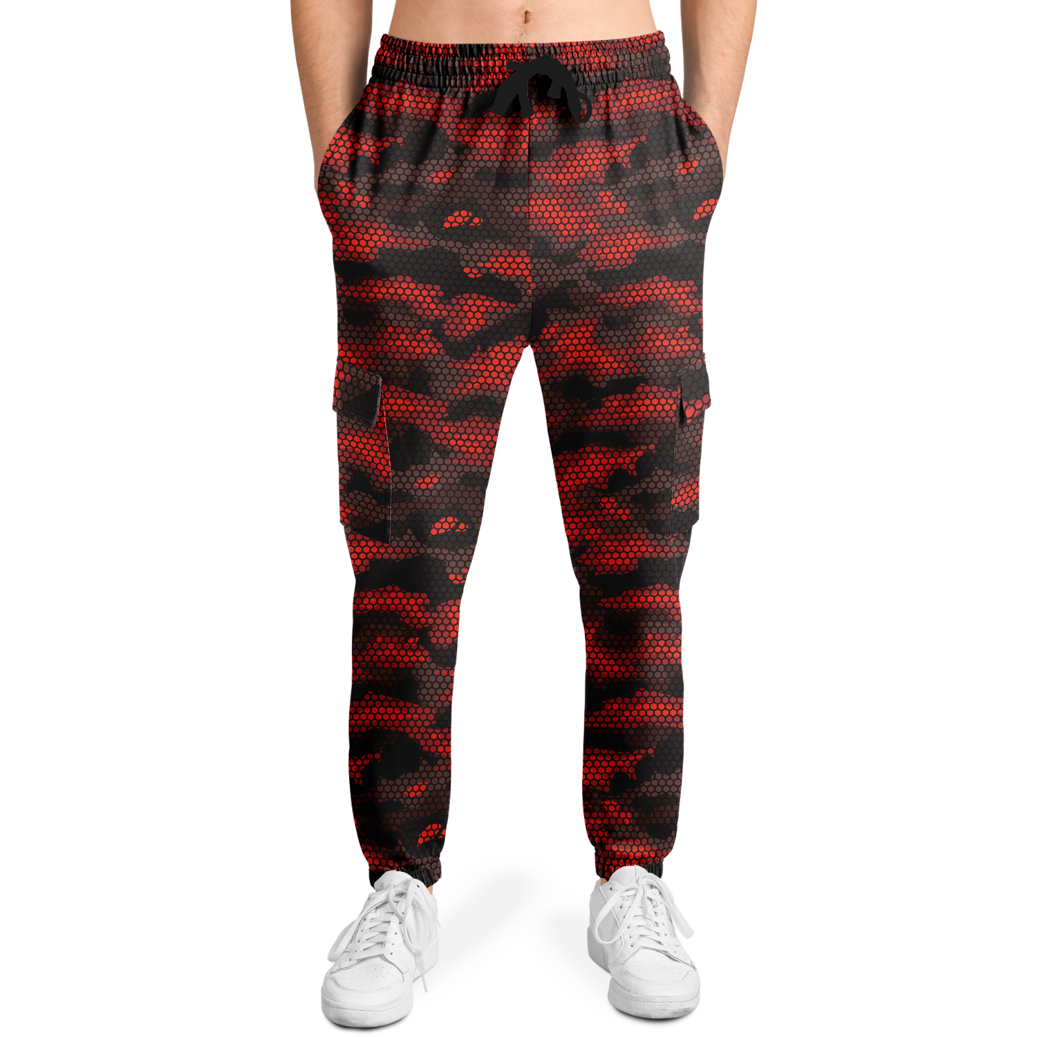 Red Camo Cargo Pants | Geometric Hive | Unisex