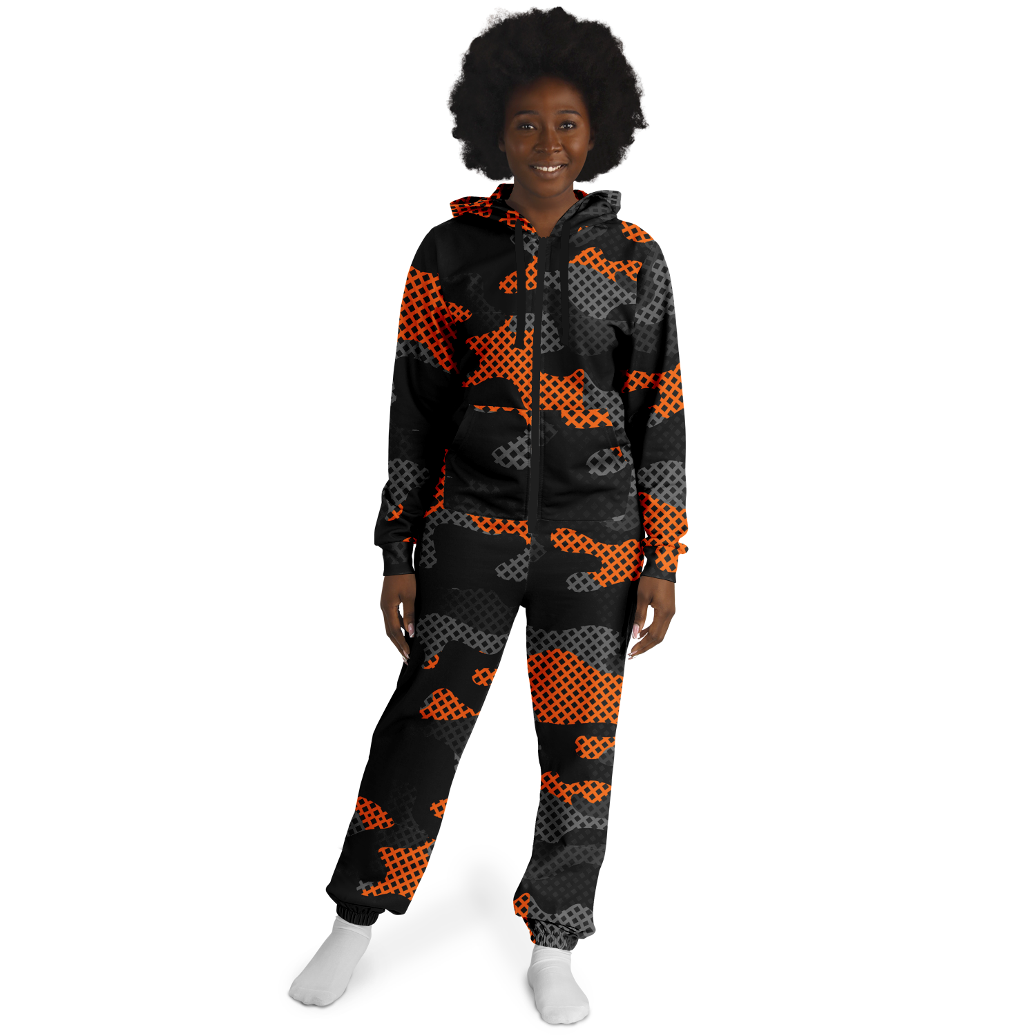 Camo Onesie | Orange and Black Pixel Camouflage