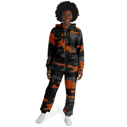 Camo Onesie | Orange and Black Pixel Camouflage