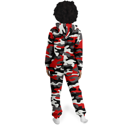 Camo Onesie | Red, Black, and White Camouflage