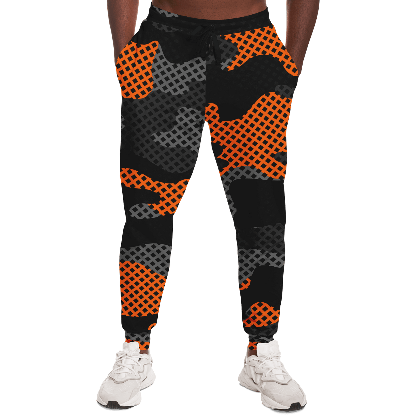 Camo Sweatpants | Unisex | Black & Orange Pixel Pattern