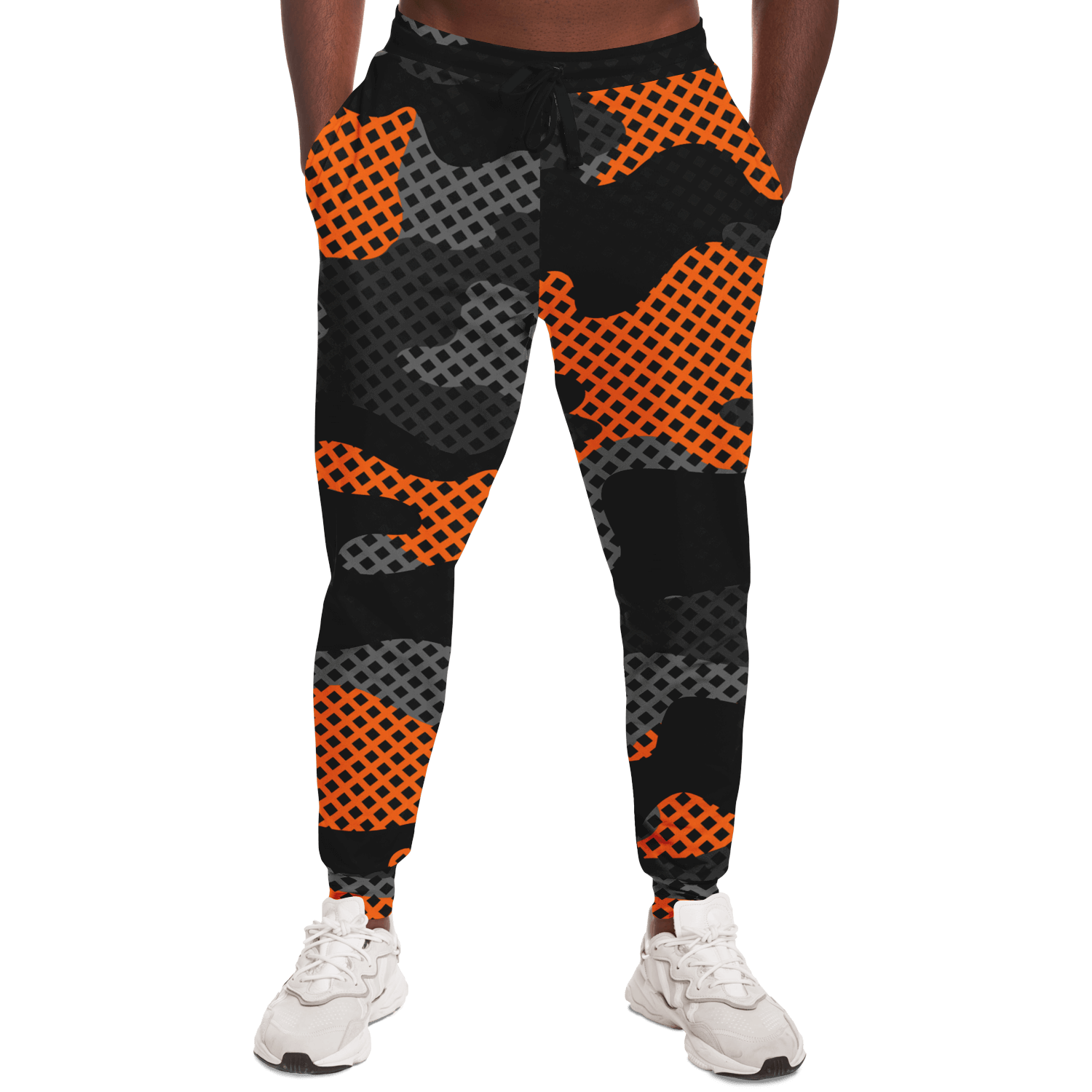 Camo Sweatpants | Unisex | Black & Orange Pixel Pattern