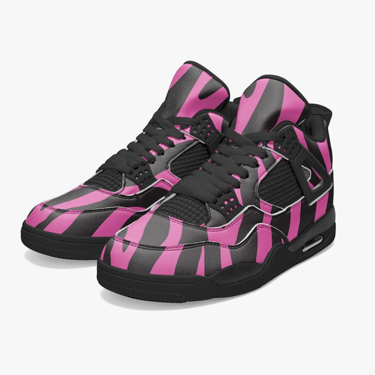 Zebra Jordans AJ4 | Pink and Black High-top Sneakers