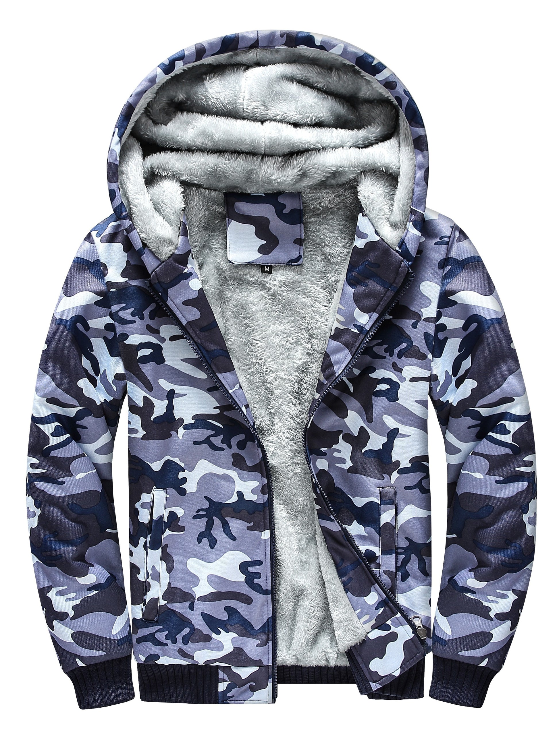 Men's Camo Fleece Jacket With Pockets | Zip Up, Long Sleeves