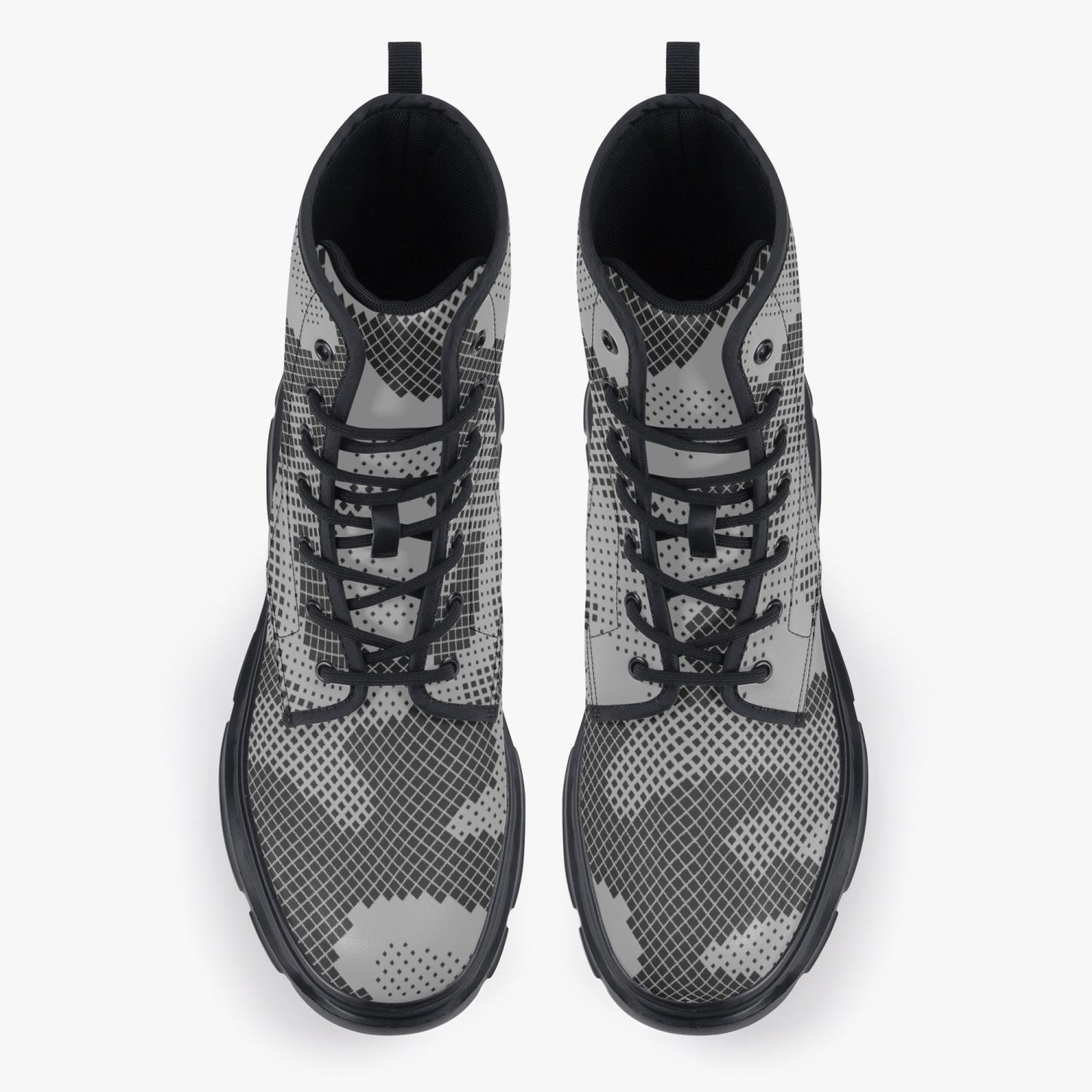 Chunky Boots | Leather in Gray Digital Camouflage