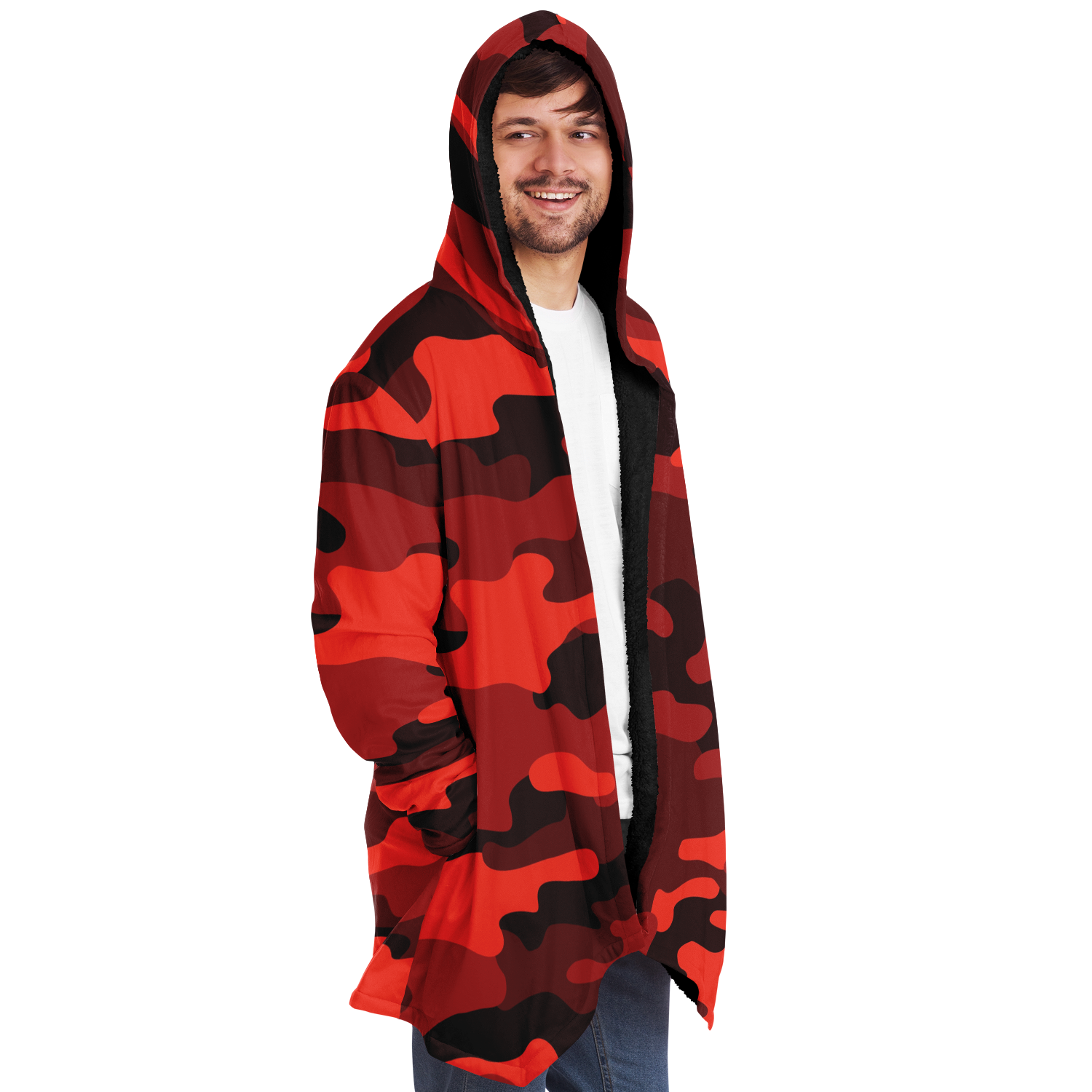 Camo Cloak | Scarlet Red & Black Camouflage | Microfleece