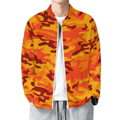 Camo Shirt | Raglan Zip-up | Orange and Red