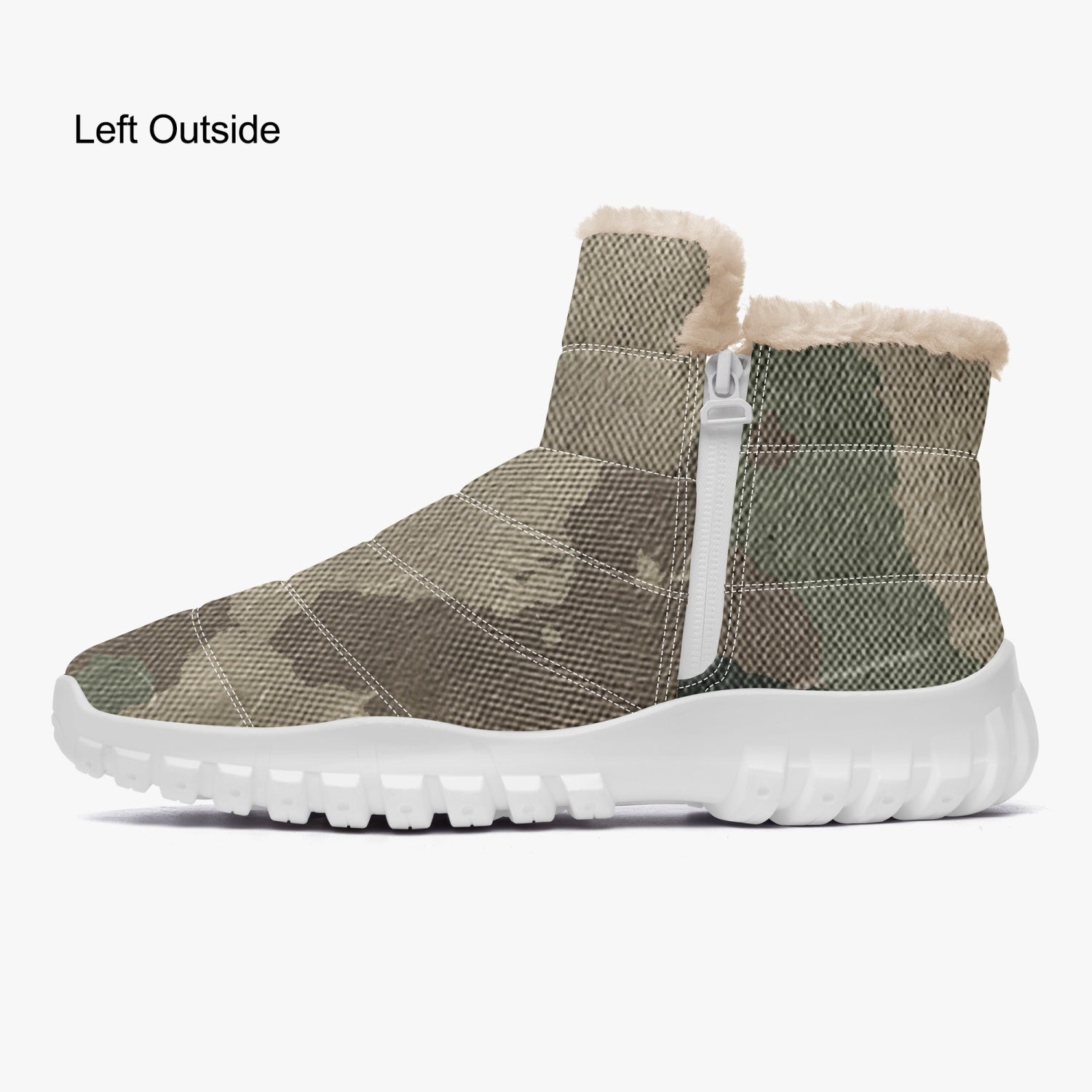 Camo Boots | Cotton-pad Fur Zipper Up | Dirty Brown