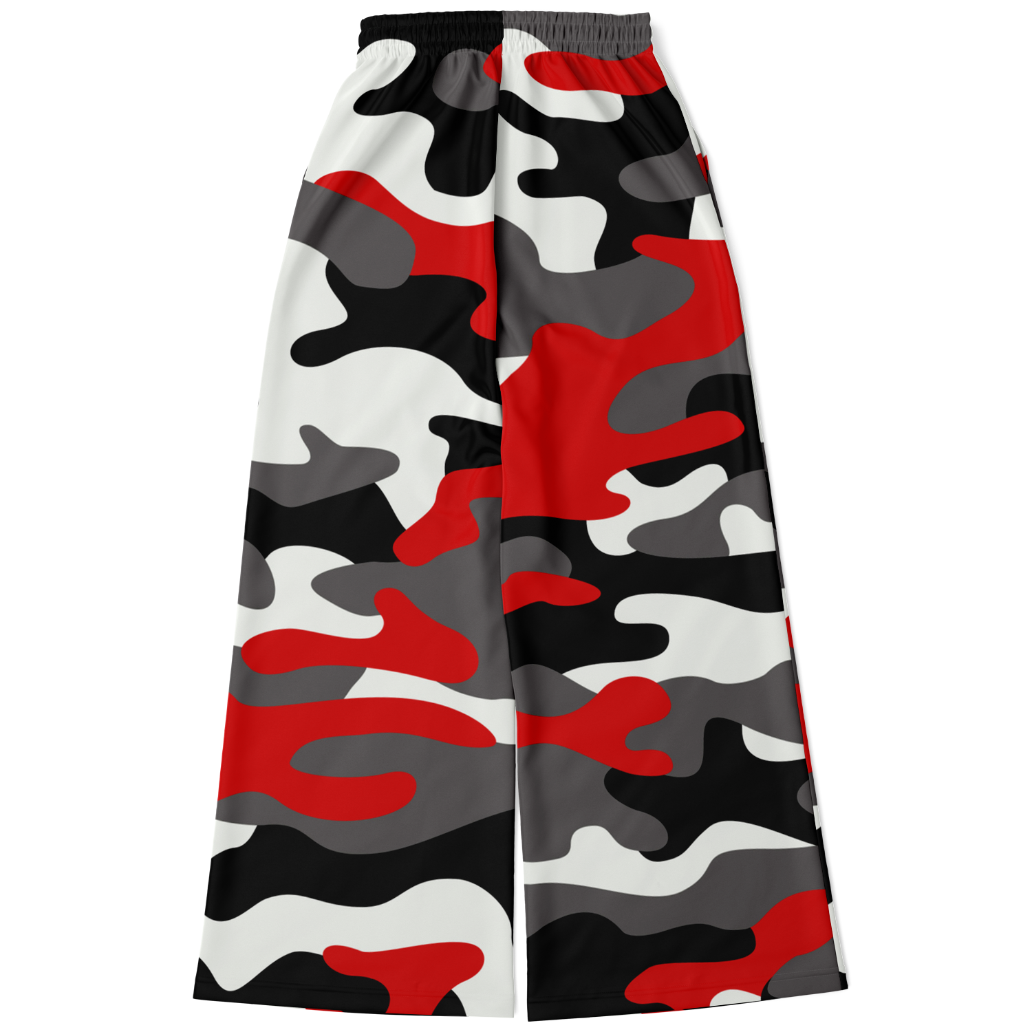 Camo Wide Leg Pants For Women | Red, Black & White Camouflage