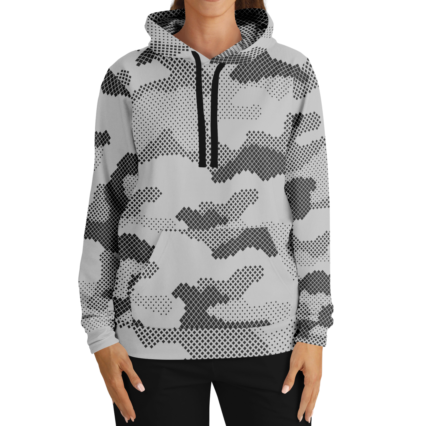 Camo Hoodie | Black & White Digital Dotted